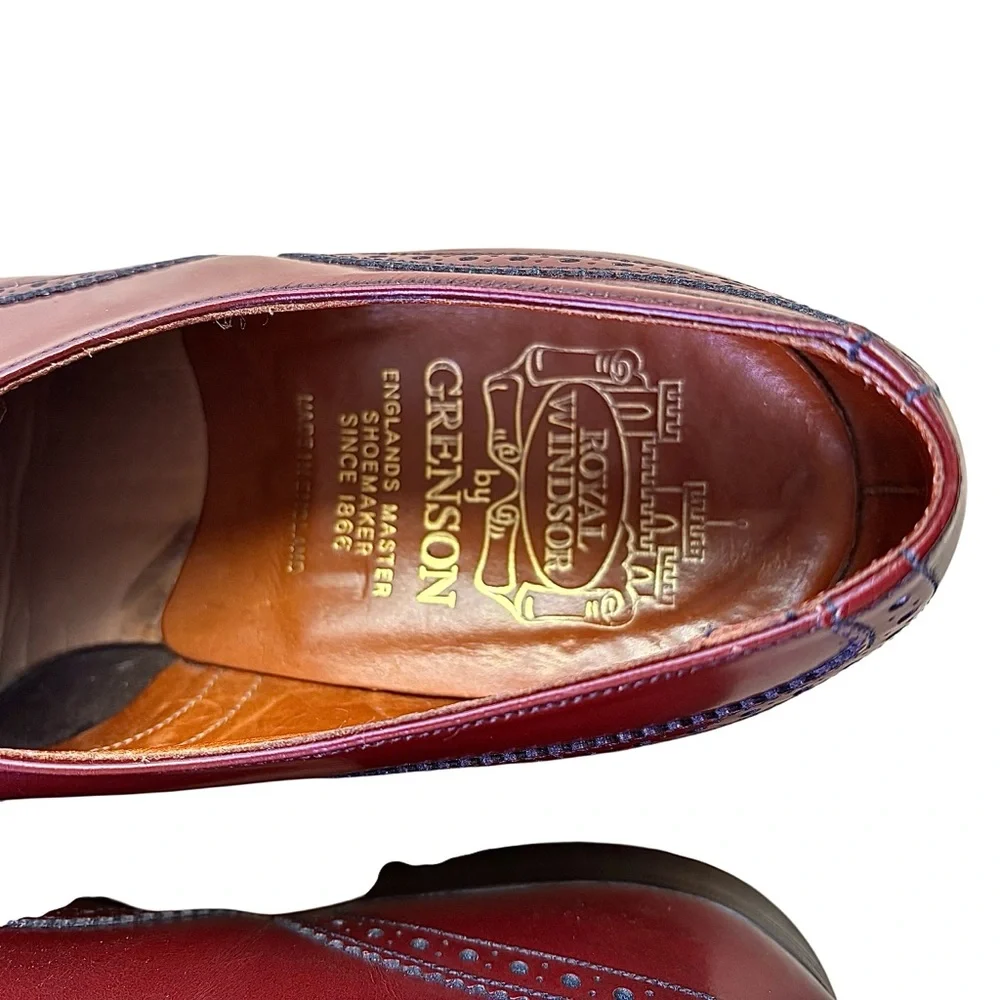 🍁GRENSON Royal Windsor Saphir Red Leather Wingtip Oxfords🍁 - Picture 13 of 14